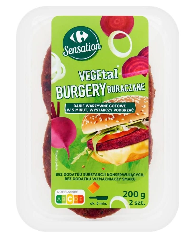 Carrefour Sensation Vegetal Burgery buraczane 200 g (2 sztuki)