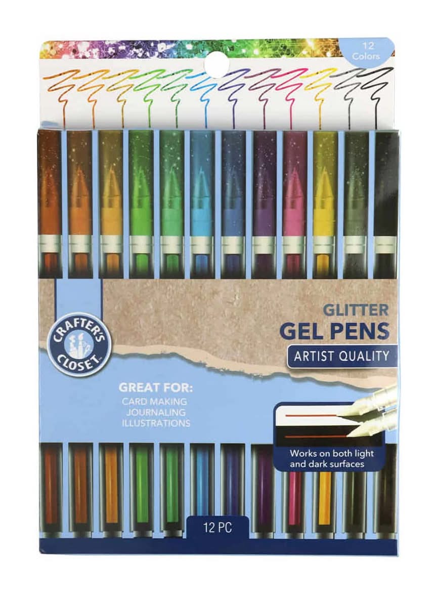 Crafter'S Closet Artist Quality Glitter Gel Pens 12 Ct