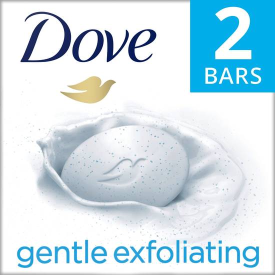 Dove More Moisturizing Than Bar Soap Gentle Exfoliating Beauty Bar for Softer Skin, 3.75 OZ, 2 Bar