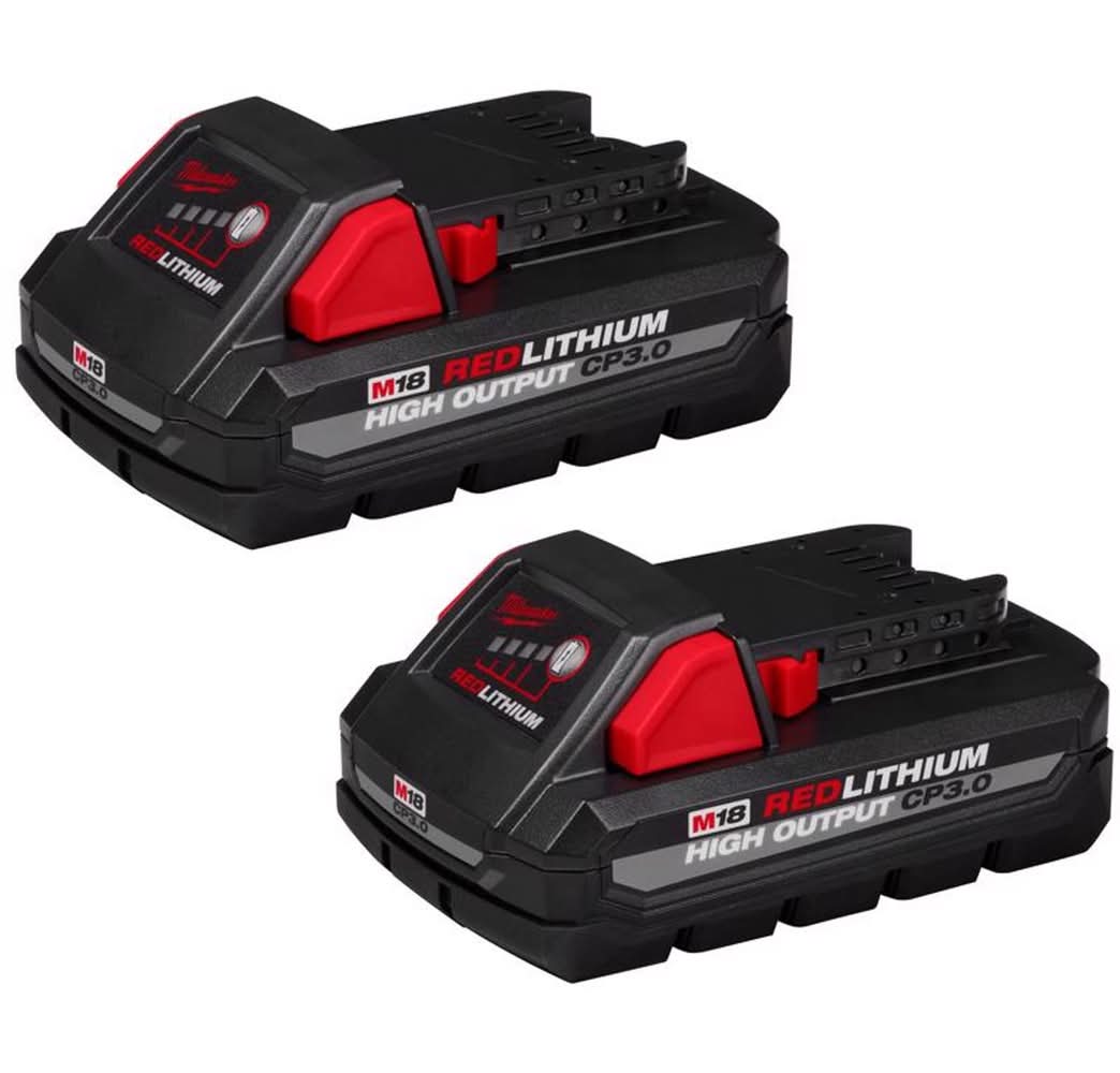 Milwaukee M18 Redlithium Cp3.0 3 Ah Lithium-Ion High Output Battery Pack 2 Pc