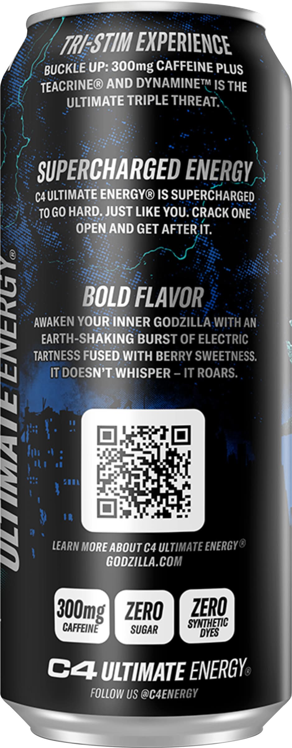 C4 Zero Sugar Ultimate Energy Drink, Sour Blue Razzilla (16 fl oz