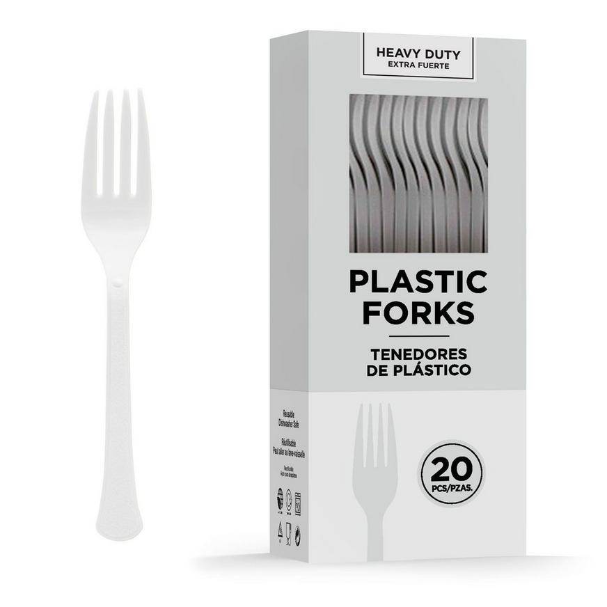 White Heavy-Duty Plastic Forks, 50ct