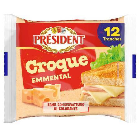 Président - Fromage en tranches croque emmental (12 pièces)