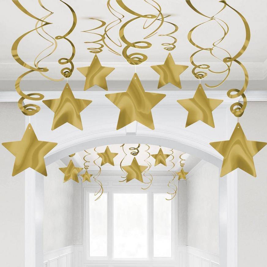 Party City Gold Star Swirl Decorations