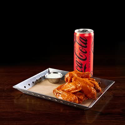 10 Alitas y gratis 5 Alitas + 1 Coca-Cola