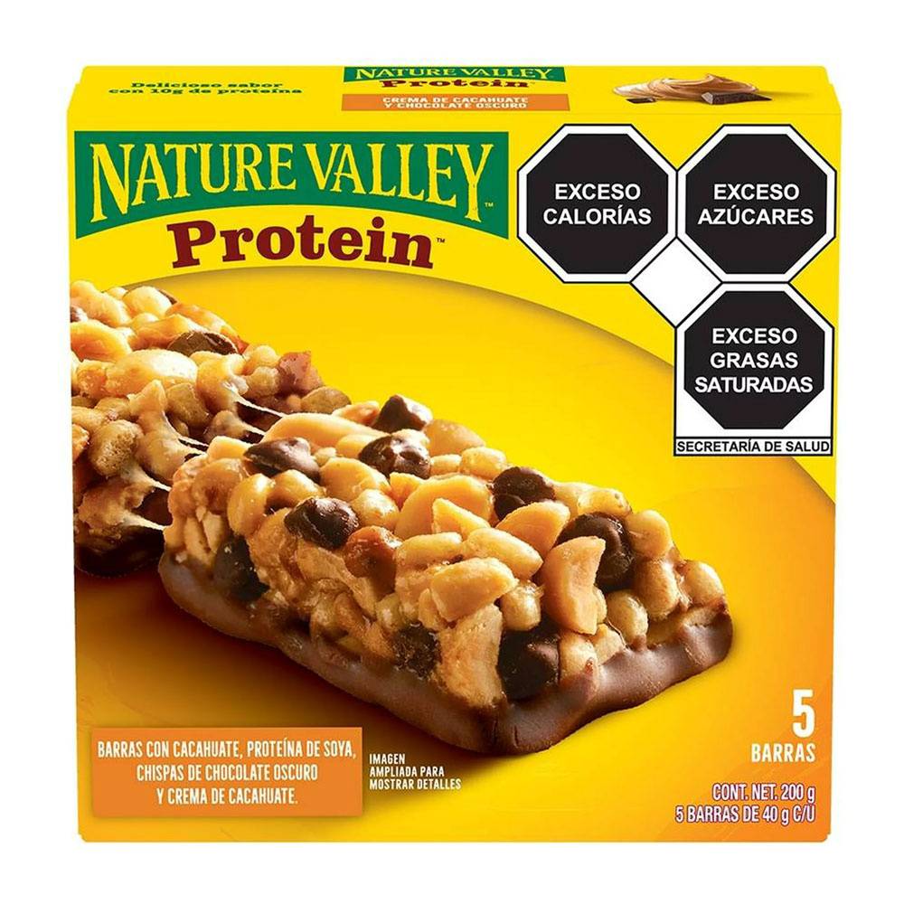 Nature valley barras protein cacahuate con chocolate oscuro