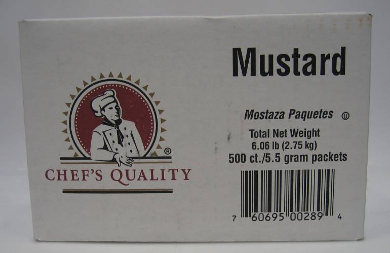 Chef's Quality - Mustard Packets, 5.5 grams - 500 ct (1X500|1 Unit per Case)