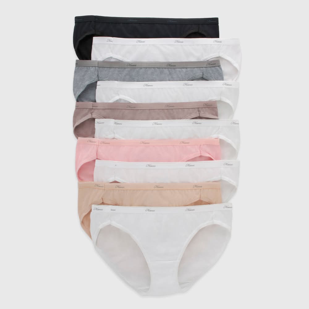Hanes Breathable Cotton Bikini Underwear, Women, 5, Assorted (10 ct)