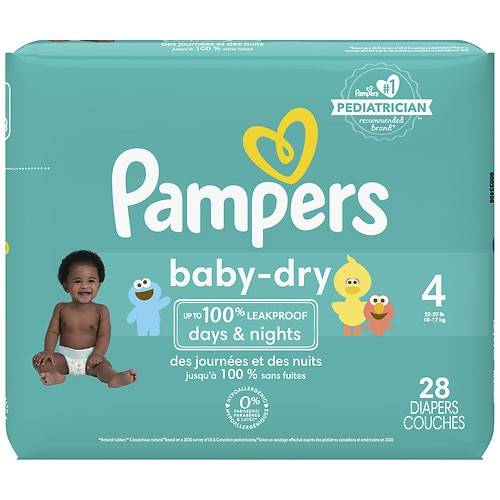 Pampers Baby Dry Diapers Size 4 - 28.0 ea