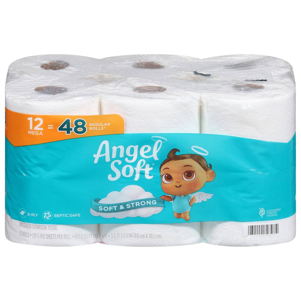 Angel Soft 2 Ply Mega Rolls Unscented Bathroom Tissue (12 ct)