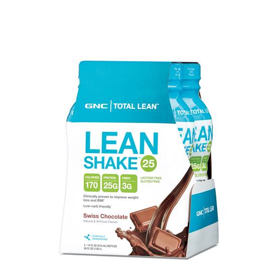 GNC Total Lean Lean Shake 25, Swiss Chocolate, 14 oz - 4 ct