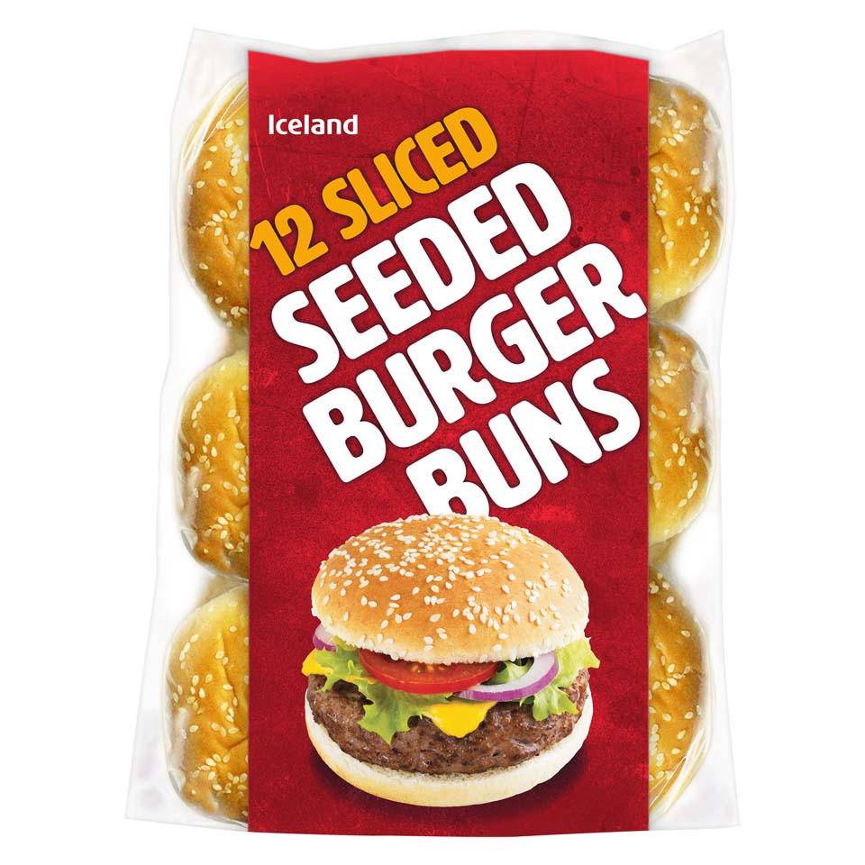 Iceland Sliced Seeded Burger Buns (12 pack)