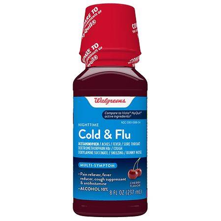 Walgreens Nighttime Cold and Flu Relief Liquid (cherry)