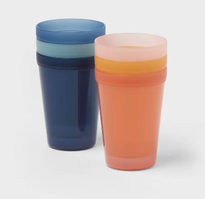 Pillowfort Kids Reusable Plastic Cups Basic Tumbler 13.5 oz, L, Assorted (6 ct)