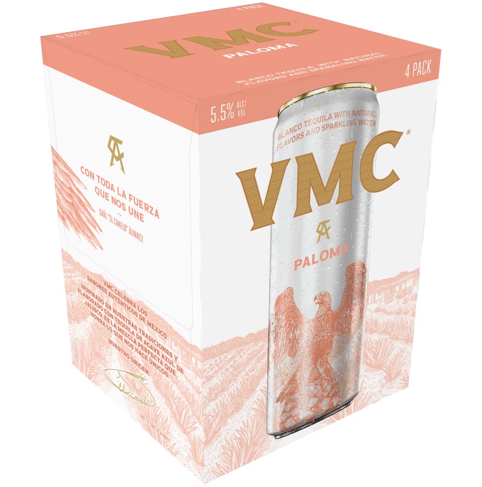 VMC Ready To Drink Blanco Tequila Cocktail, Paloma (4 x 355 ml)