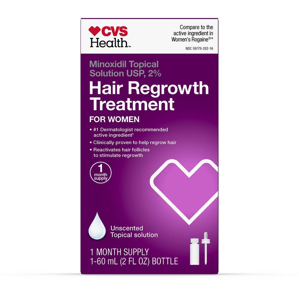 CVS Health Women's 2% Minoxidil Solution for Hair Regrowth, 1 Month Supply