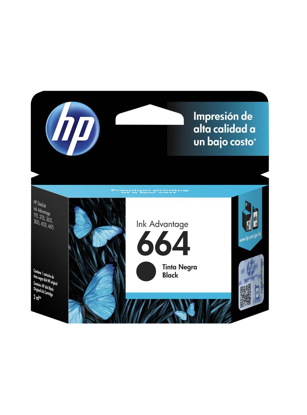 Hp  tinta cartridge 664 f6v29al negro (664 / negro)