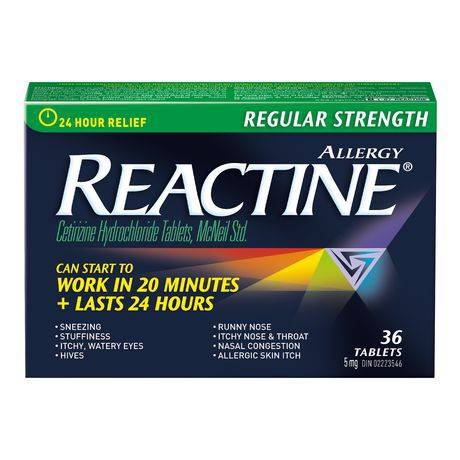 Reactine 24 Hr Allergy Medicine, Antihistamine 5mg (36 ea)