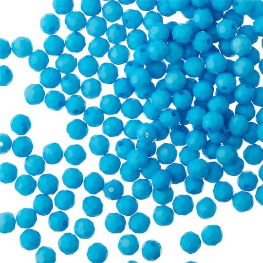 Bead Landing Faceted Acrylic Round Craft Beads, 8 mm, Turquoise (4.2 oz)