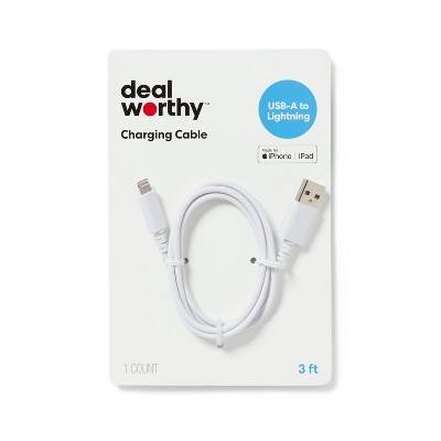 Dealworthy Lightning To Usb-A Charging Cable, 3ft, White