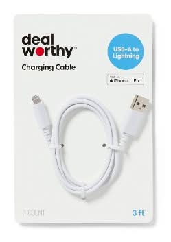 Dealworthy Lightning To Usb-A Charging Cable, 3ft, White