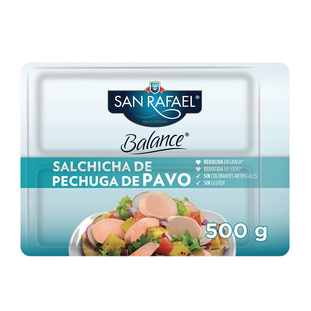 San Rafael · Balance salchicha de pechuga de pavo (500 g)