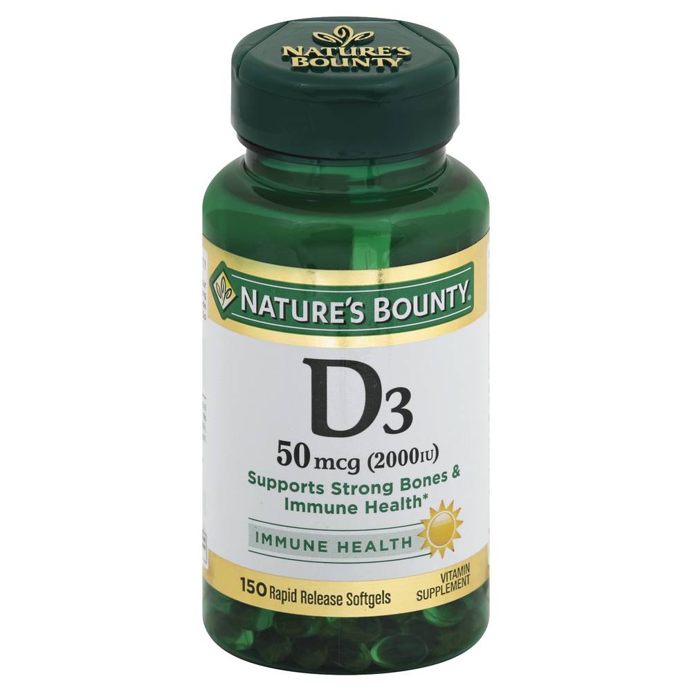 Nature's Bounty Vitamin D3 Immune Health Rapid Release Softgels (150 ct)