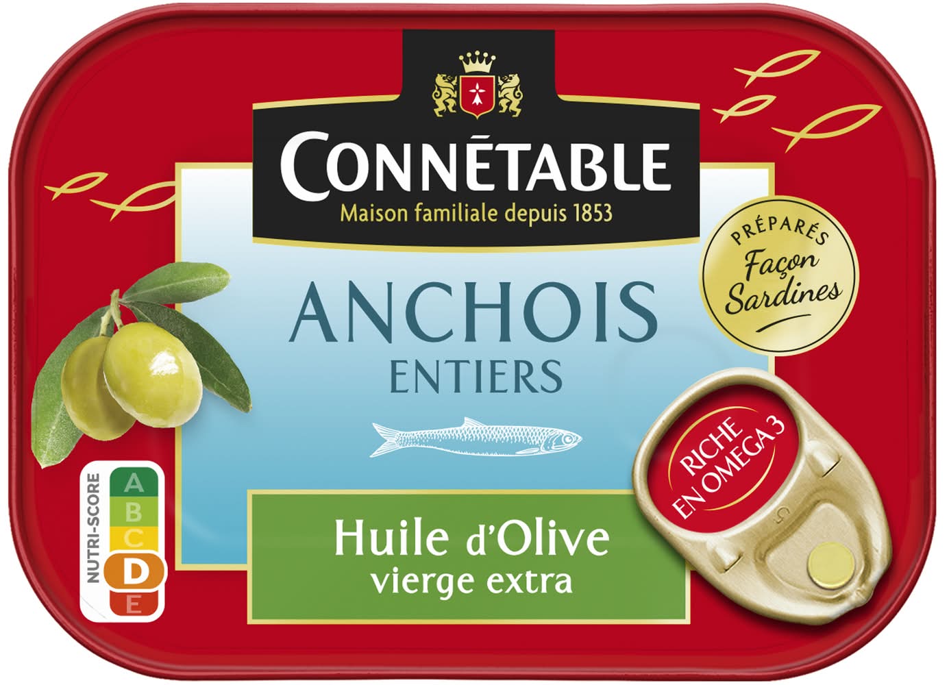 Connetable - Anchois entiers à l'huile d'olive , 100g