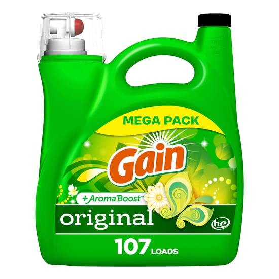 Gain + Aroma Boost Liquid Laundry Detergent, Original Scent, 107 loads, 154 oz