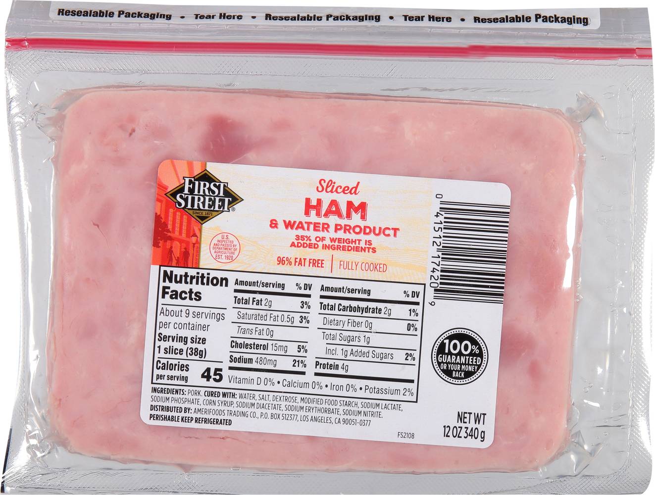 First Street Fully Cooked Sliced Ham (12 oz)