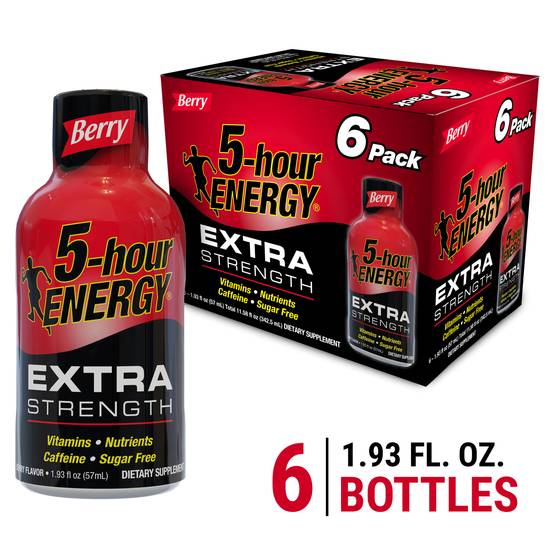 5-hour Energy Shot Extra Strength Berry 1.93 oz - 6 pk (1.93 oz x 6 ct)