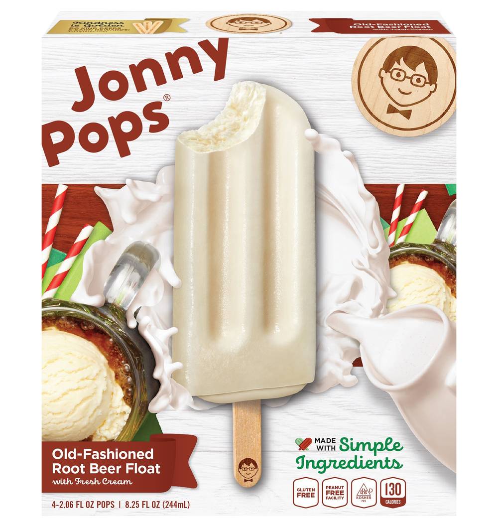 JonnyPops Ice Cream Pops, Old Fashioned Root Beer Float (8.25 fl oz, 4 ct)