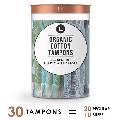 L. emballage de tampons en coton bio regulier et super (30unités) - organic cotton tampons regular & super set (30 units)