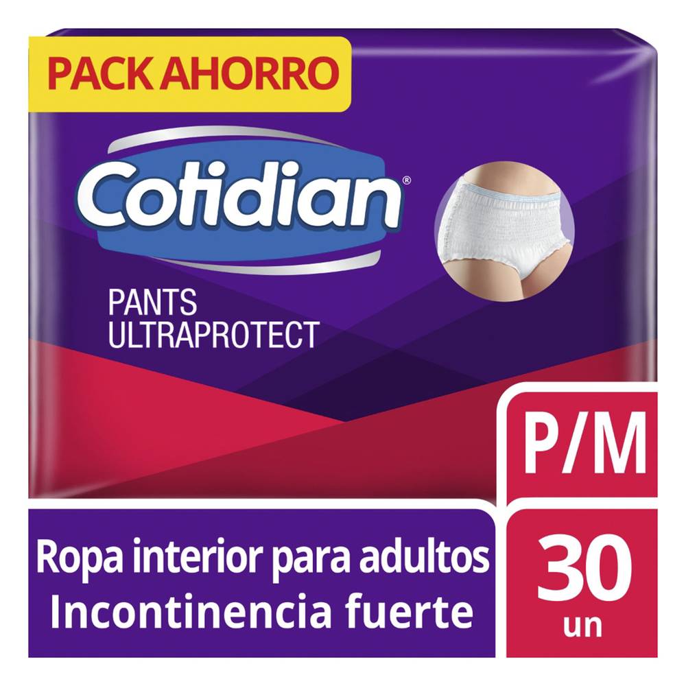 Cotidian ropa interior desechable pants ultraprotect talla m (30 unidades)