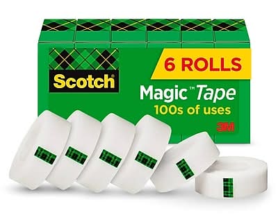 Scotch Magic Invisible Clear Tape Refill, 0.75 x 22.2 yds., 1 Core, Clear, 6 Rolls/Pack (810S6)