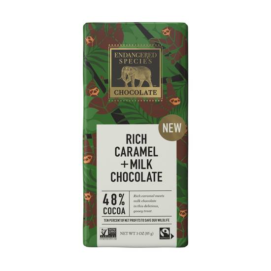 Endangered Species Rich Caramel with Milk Chocolate - 48% Cacao, 3 oz