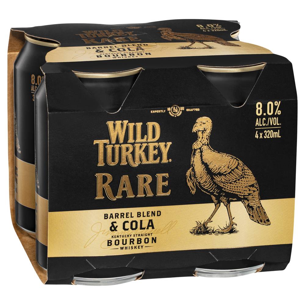 Wild Turkey Rare & Cola Can 8% 320mL X 4 pack