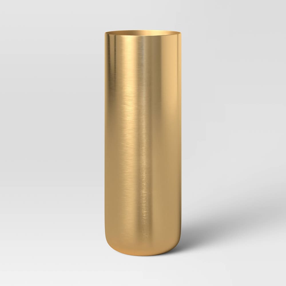 Threshold Tall Brass Iron Cylinder Bud Vase For Tabletop