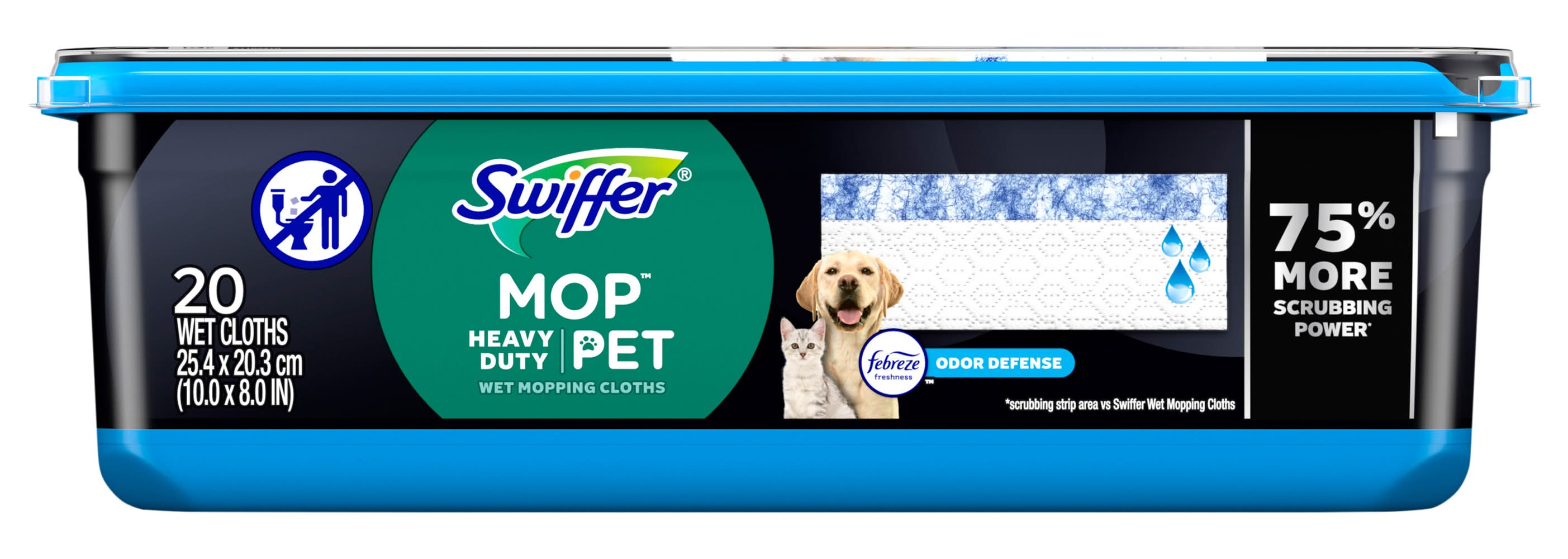 Swiffer Heavy Duty Pet, Wet Mopping Cloth Refills With Febreze Odor Defense (3.2 oz)