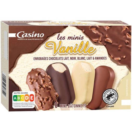 Casino 8 mini bâtonnes de glaces enrobés au chocolat 259g