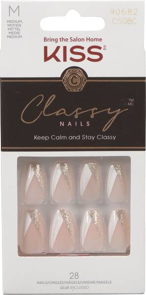 KISS Classy Fake Nails, Medium, Pink (2 g, 28 ct)
