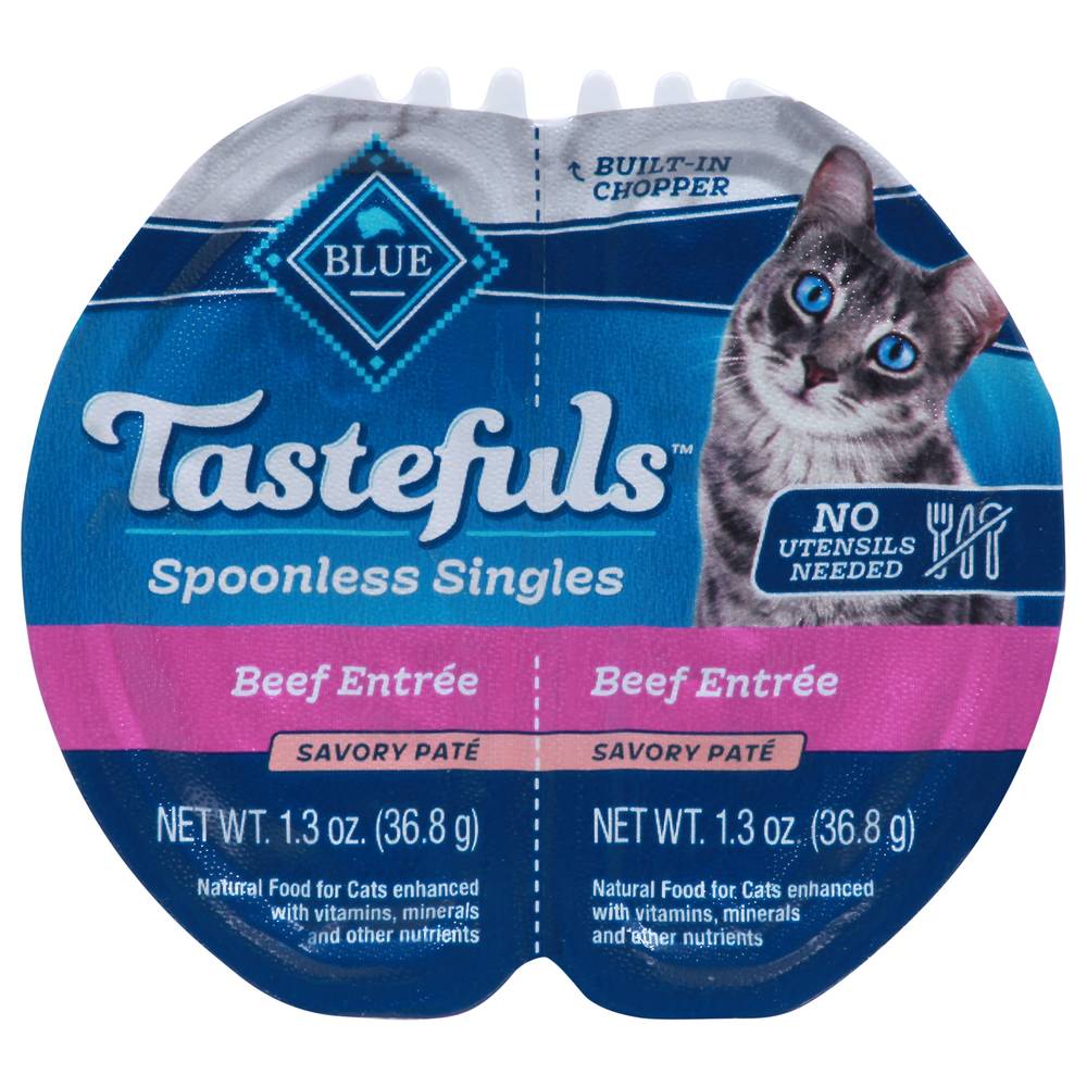 Blue Buffalo Tastefuls Food For Cats, Beef Entree, Savory Pate (2.6 oz)