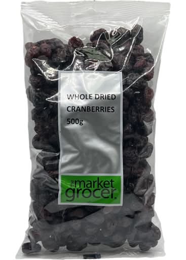 The Market Grocer Whole Dried Cranberries (500g)