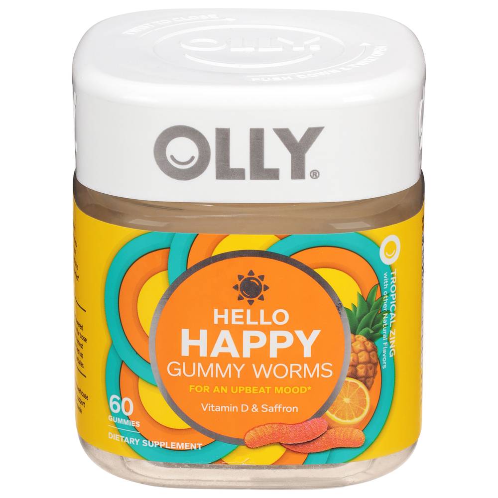 Olly Hello Happy Tropical Zing Gummy Worms (60 ct)