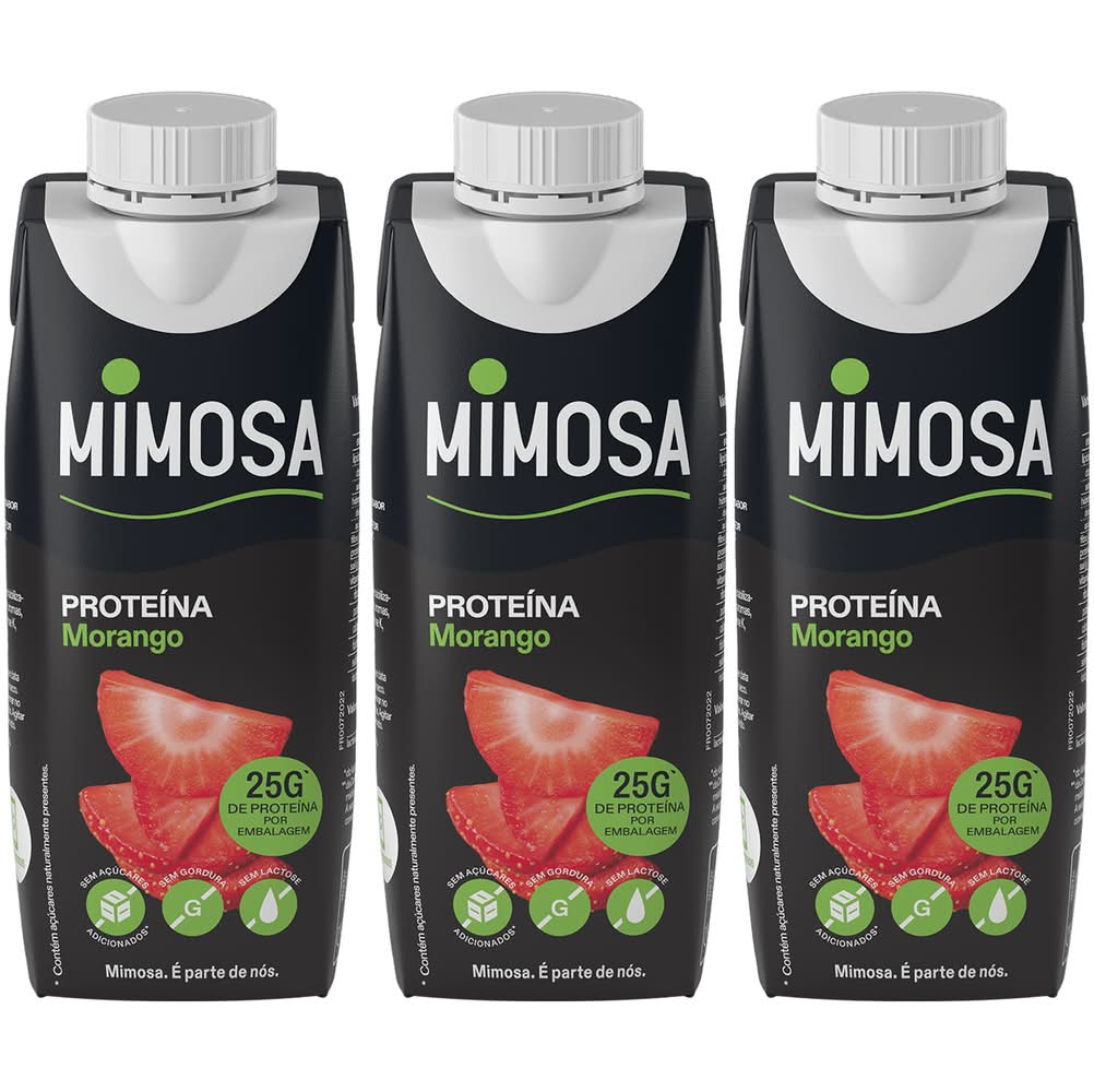 Leite Proteína Morango sem Lactose Mimosa (emb. 3 x 250 ml)