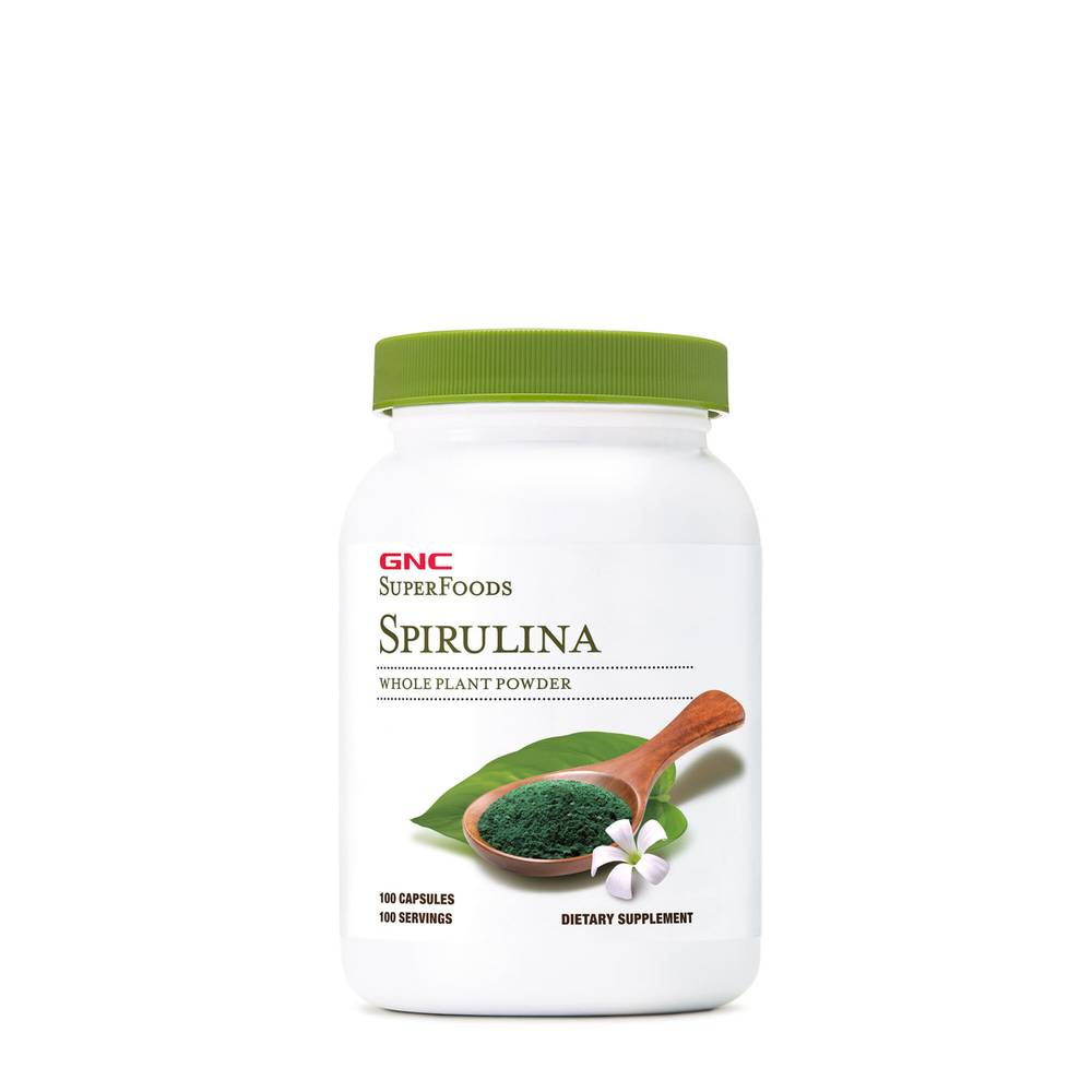 Spirulina Whole Plant Powder Capsules - 100 Capsules (100 Servings)