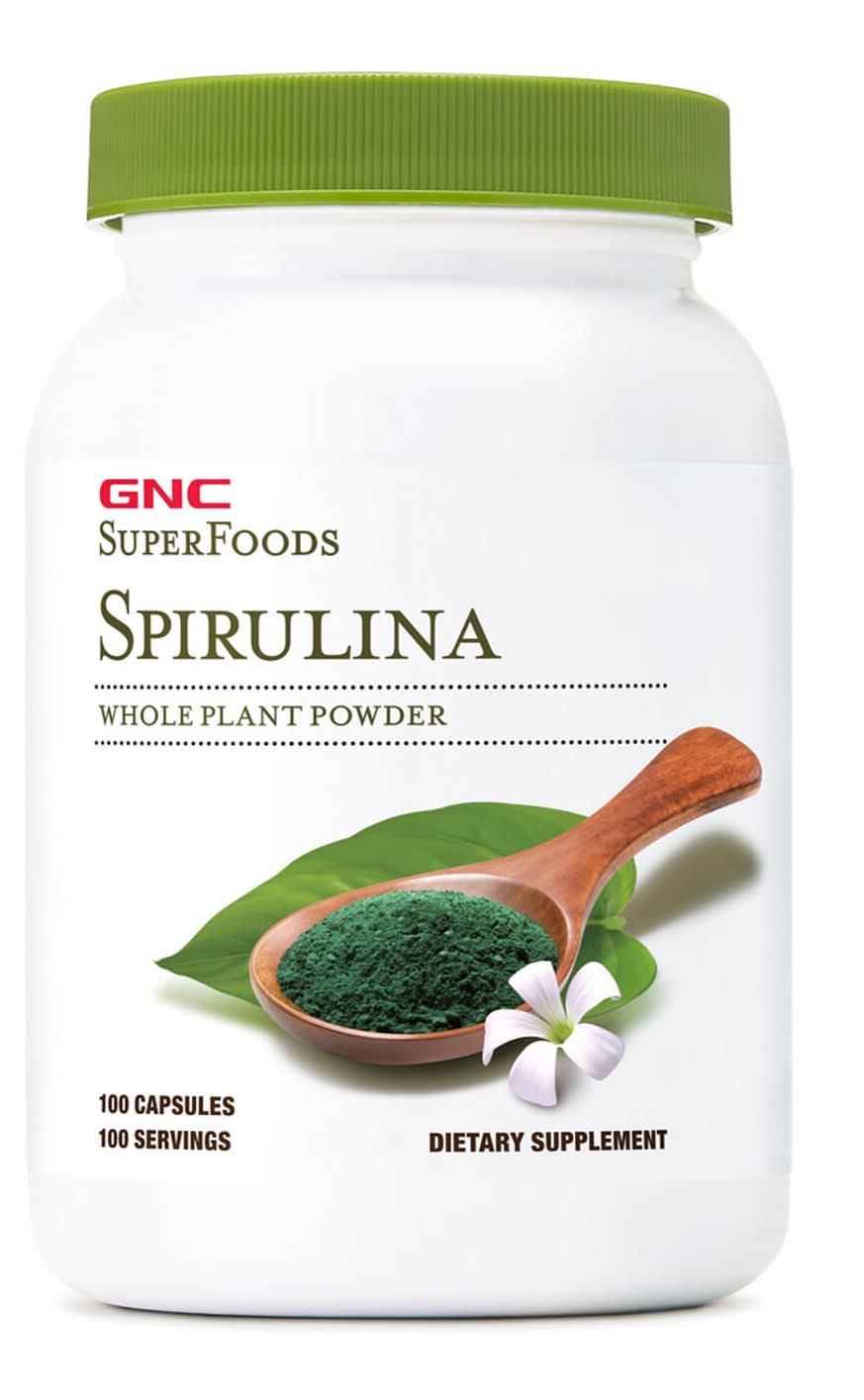 GNC Spirulina Whole Plant Powder Capsules (100 ct)