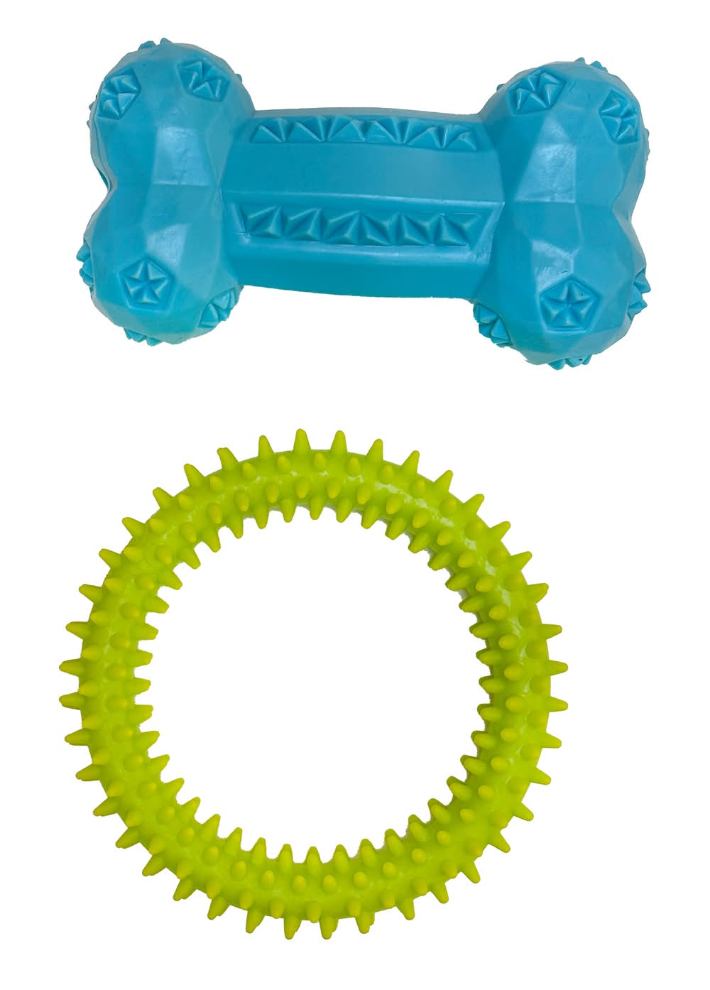 Rubber Chew Dog Toy 2-Pack Blue Green