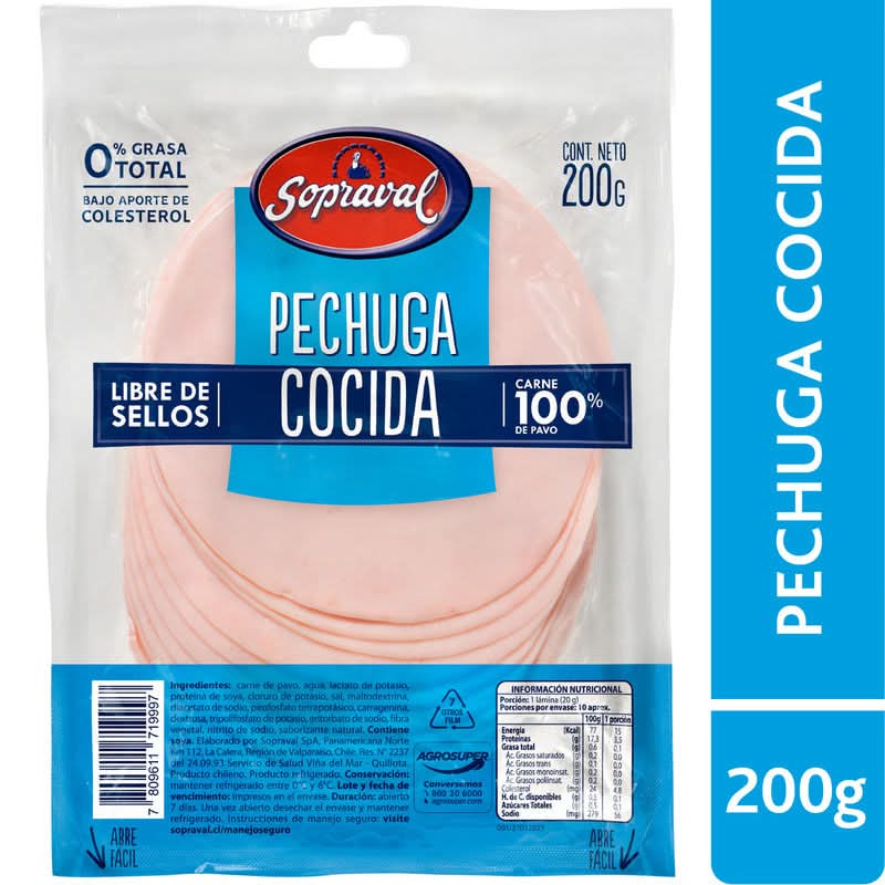 Sopraval · Pechuga de pavo cocida (200 g)