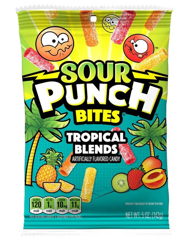 Sour Punch Bites Tropical Blends Soft & Chewy Candy 5oz